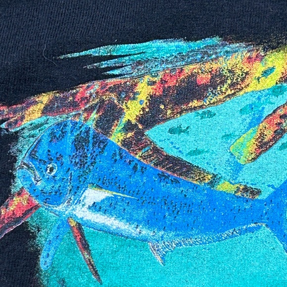 Guy Harvey brand black short sleeve tee shirt.  Fish scene on back.  Size Small. - Picture 4 of 8
